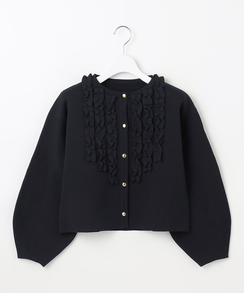 Feroux 【洗える】パフスリーブフリル ニットセットアップ 