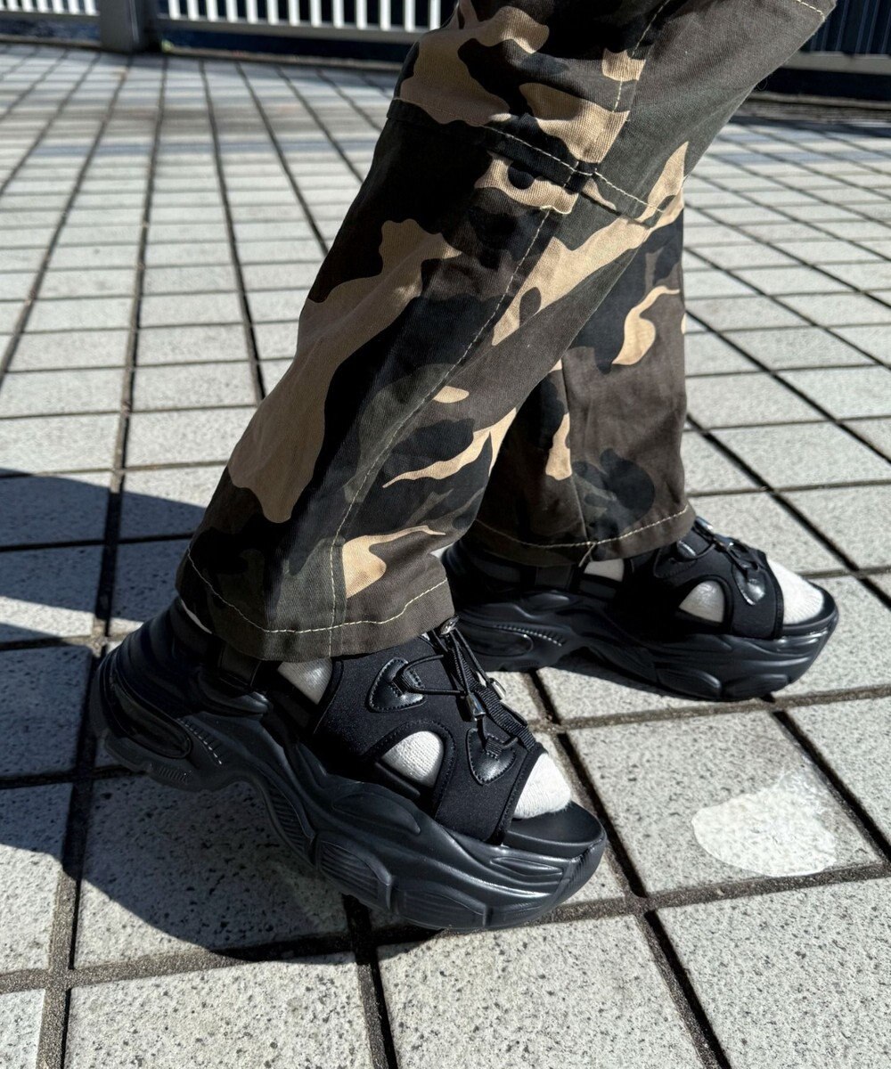 WEGO 【SMLXLサイズ展開】クリアライトソールレースアップサンダル 