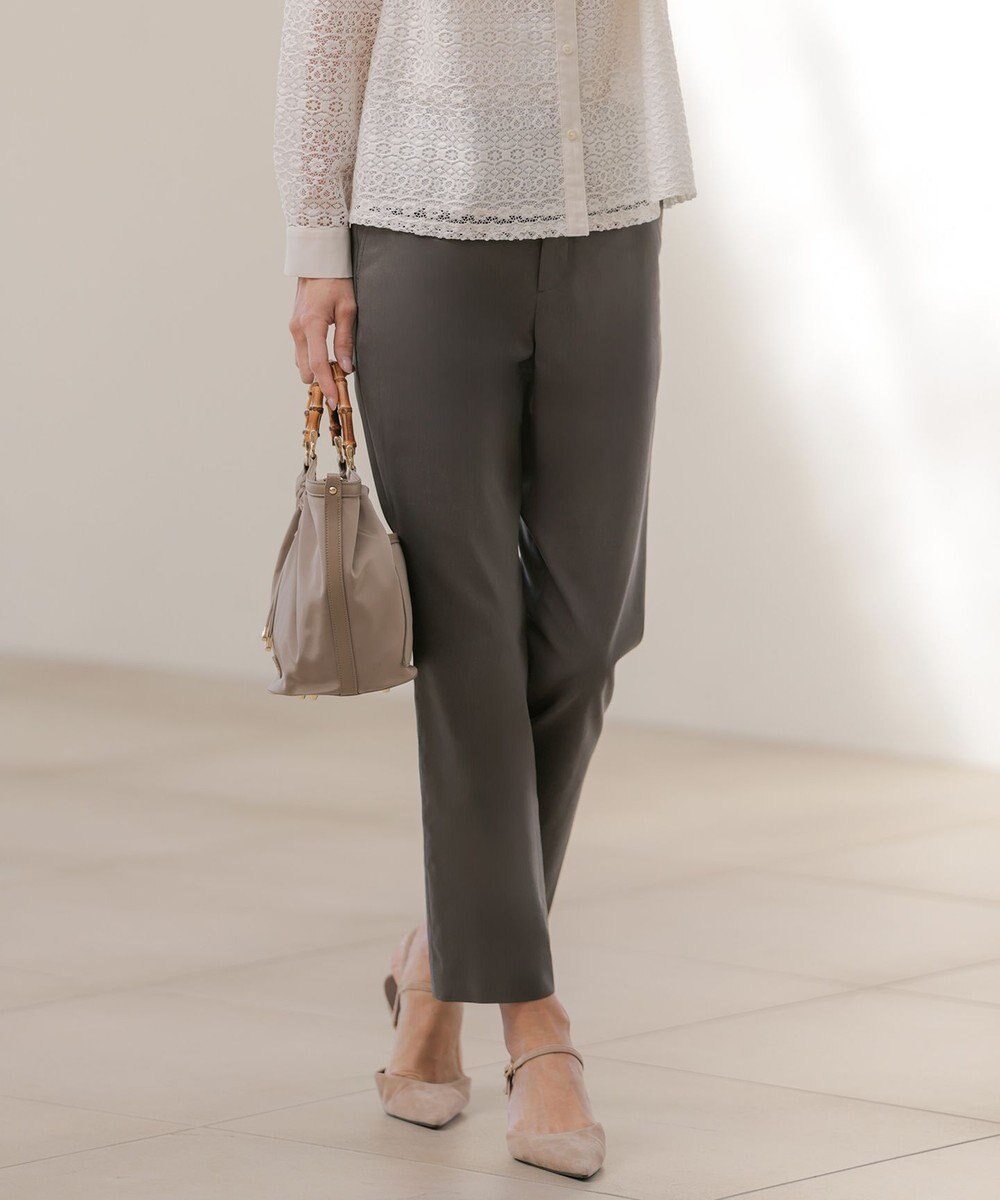 J.PRESS LADIES L 【WEB限定カラーあり・人気素材・セットアップ対応】セルロースリネンストレッチ テーパード パンツ 