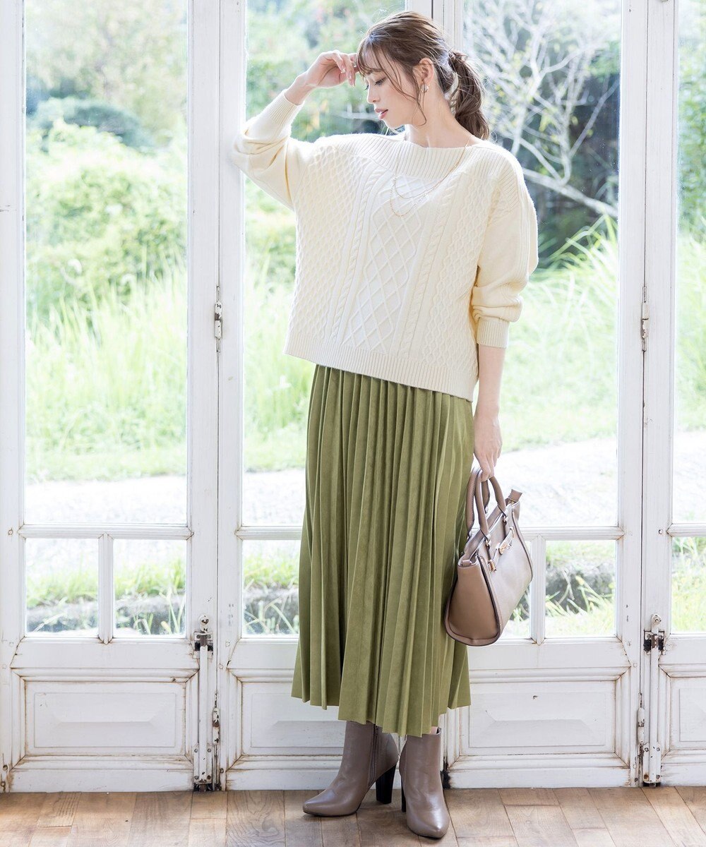 Tiaclasse 【洗える】ケーブル編みドルマンニットトップス 