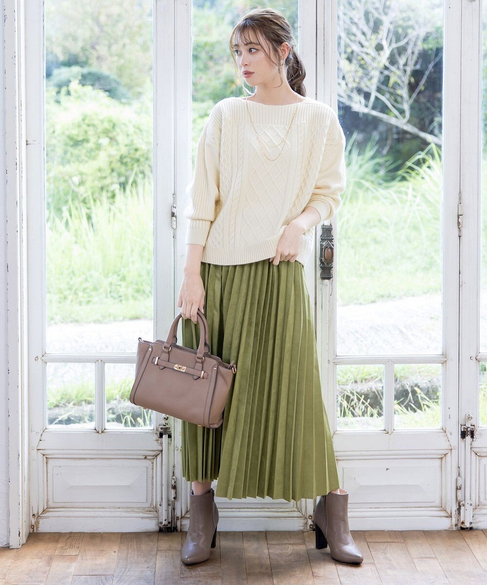 Tiaclasse 【洗える】ケーブル編みドルマンニットトップス 