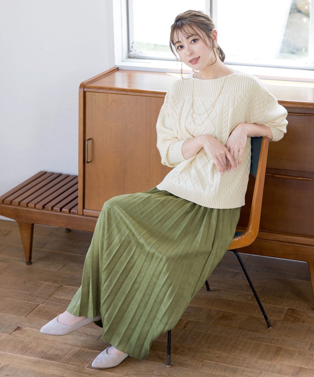 Tiaclasse 【洗える】ケーブル編みドルマンニットトップス 