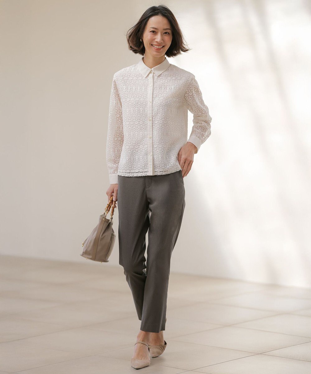 J.PRESS LADIES L 【WEB限定カラーあり・人気素材・セットアップ対応】セルロースリネンストレッチ テーパード パンツ 