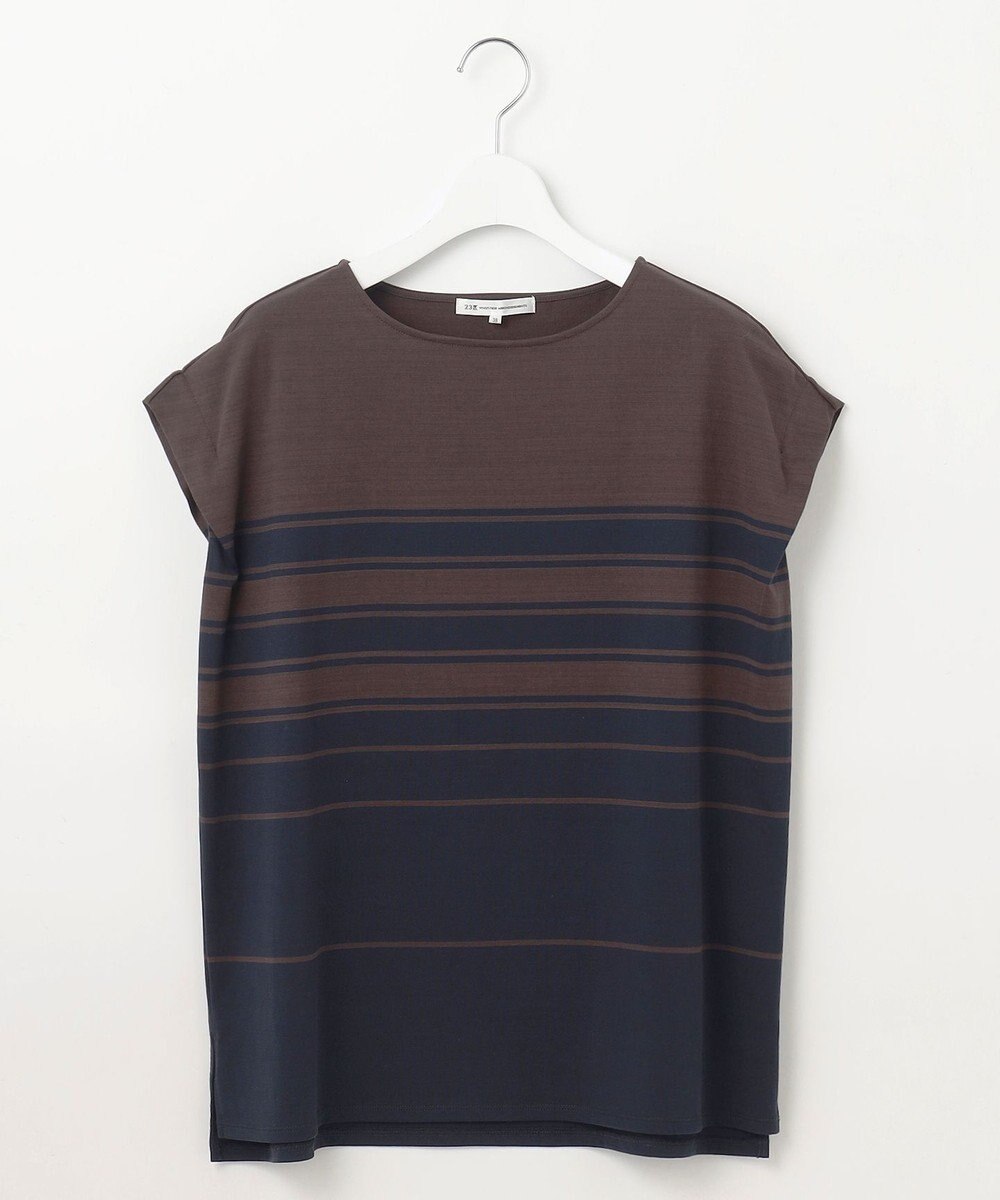 23区 【洗える】ランダムボーダー フレンチスリーブ カットソー 