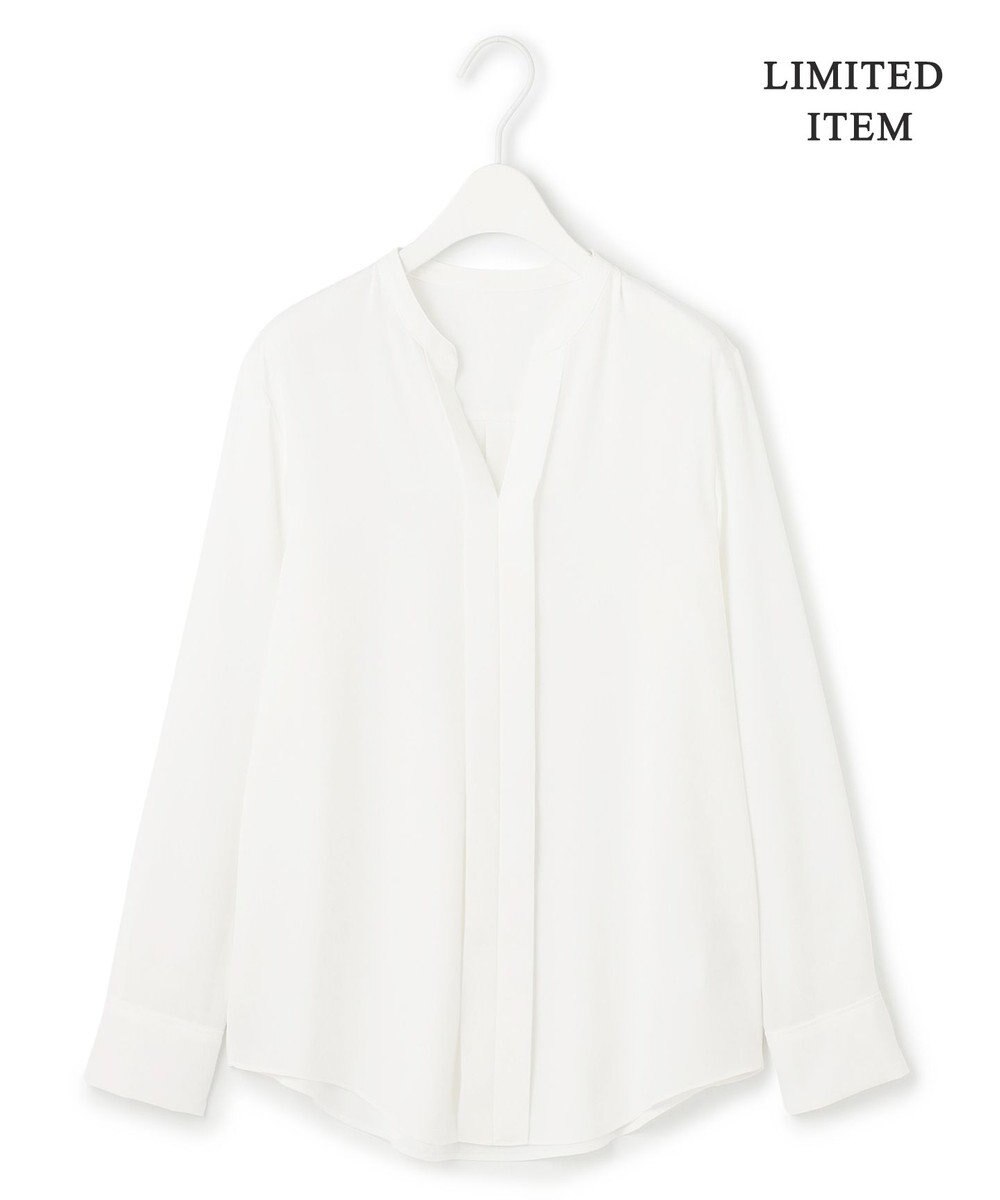 ICB L 【新色追加・WEB限定】BackSatinAmunzen キーネックブラウス 