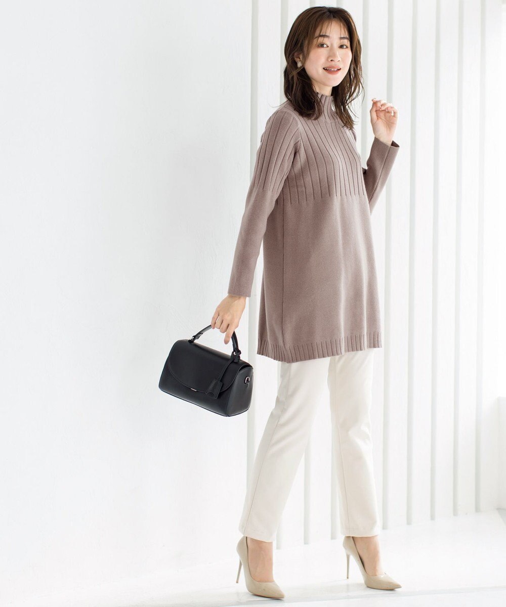 Tiaclasse L 【洗える】もっちり柔らかいハーフリブニットチュニック 