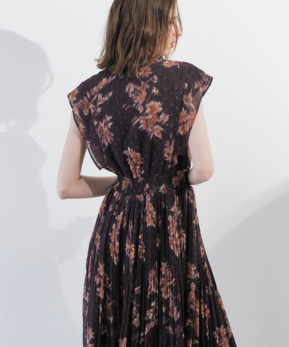 YECCA VECCA ぼかし柄プリーツワンピース 