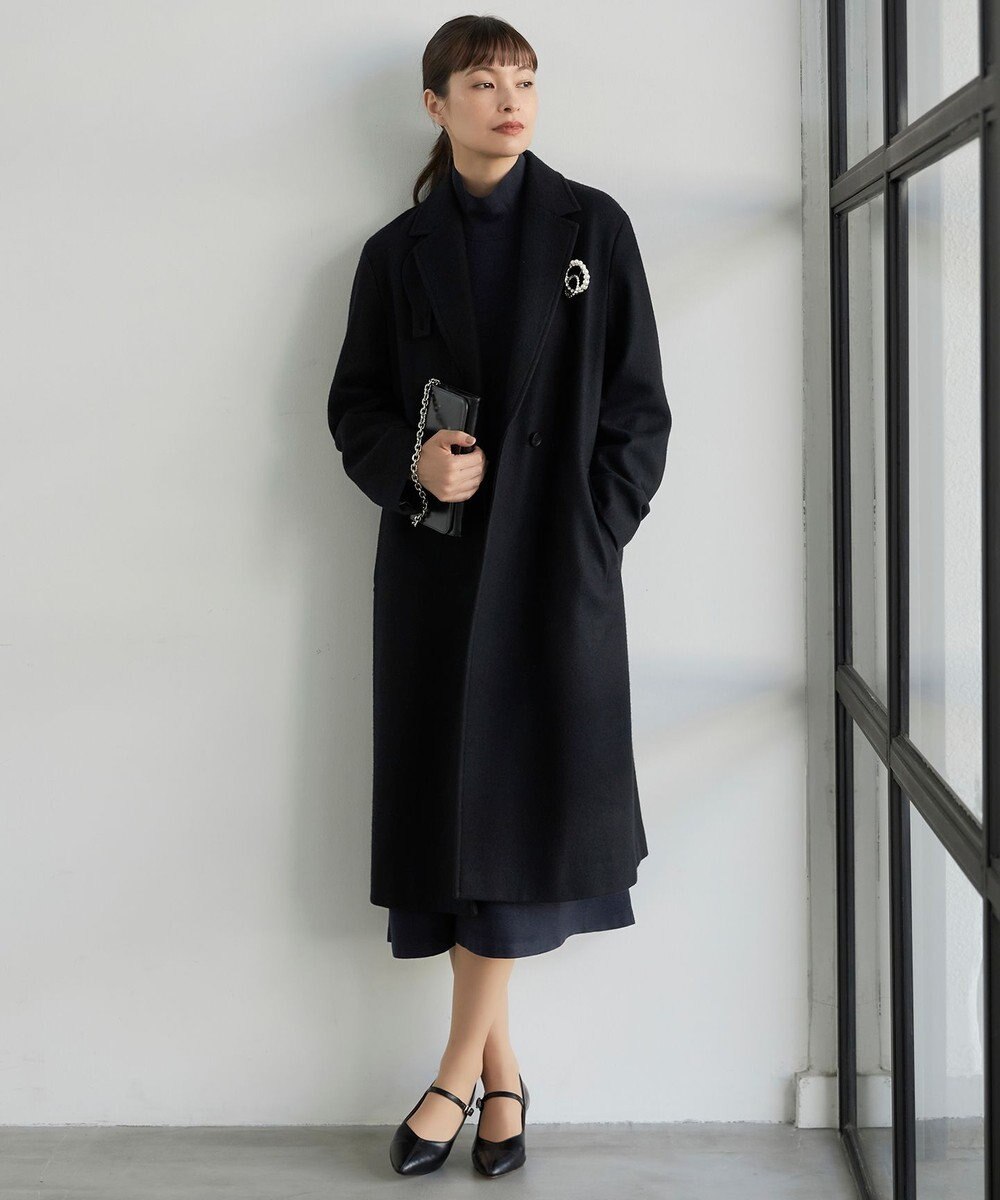 ICB L ウールブレンドスムース ハイネックワンピース 