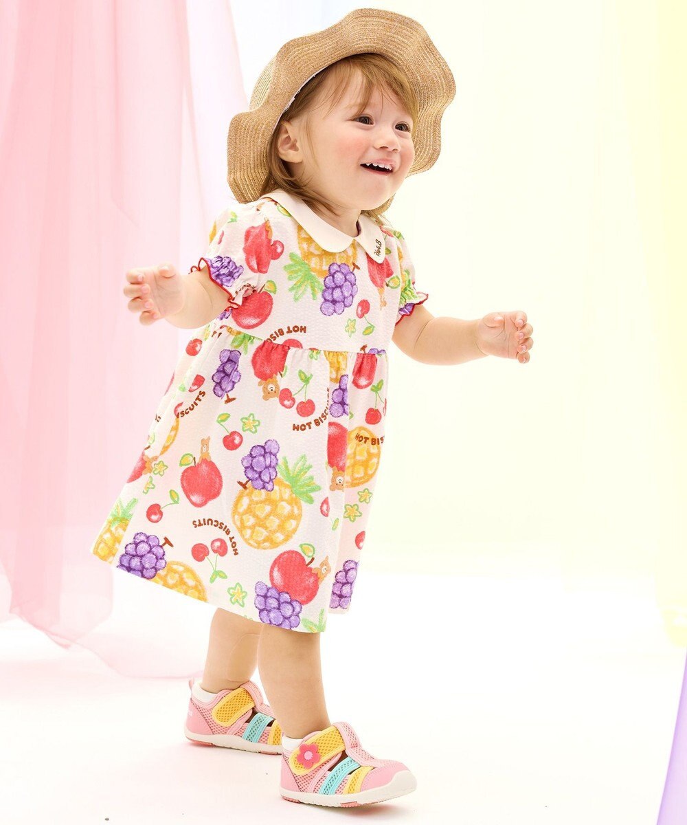 MIKI HOUSE HOT BISCUITS 【48-54cm】 麦わら風 リボン付きハット 