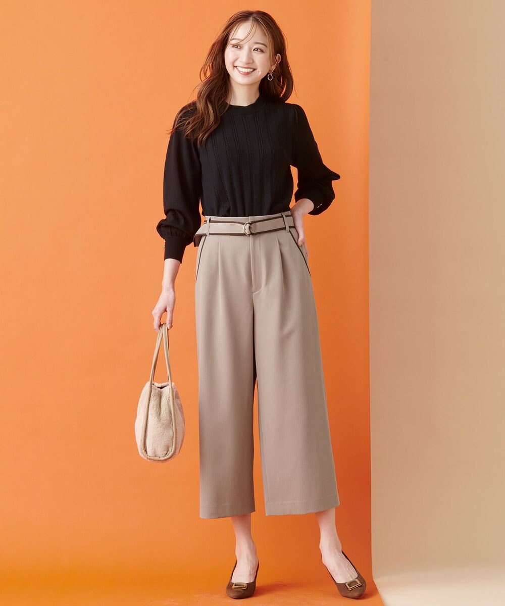 ANY SIS 【洗える】バイカラートリミングワイド パンツ 