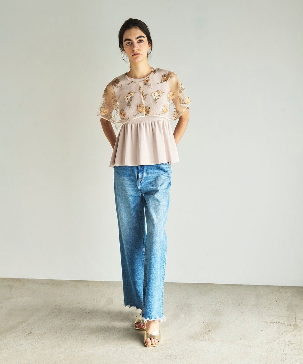 GRACE CONTINENTAL 刺繍ケープニットトップ 