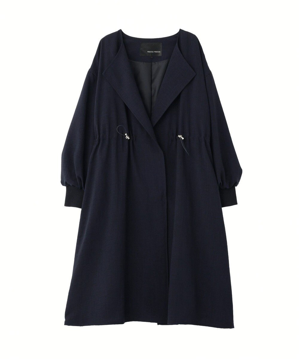 YECCA VECCA ノーカラーラペルロングコート 