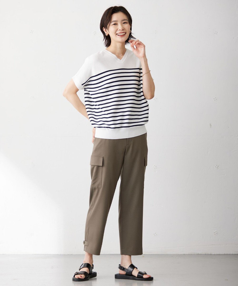 J.PRESS LADIES L 【洗える】ツイルライトストレッチ テーパード カーゴ パンツ 