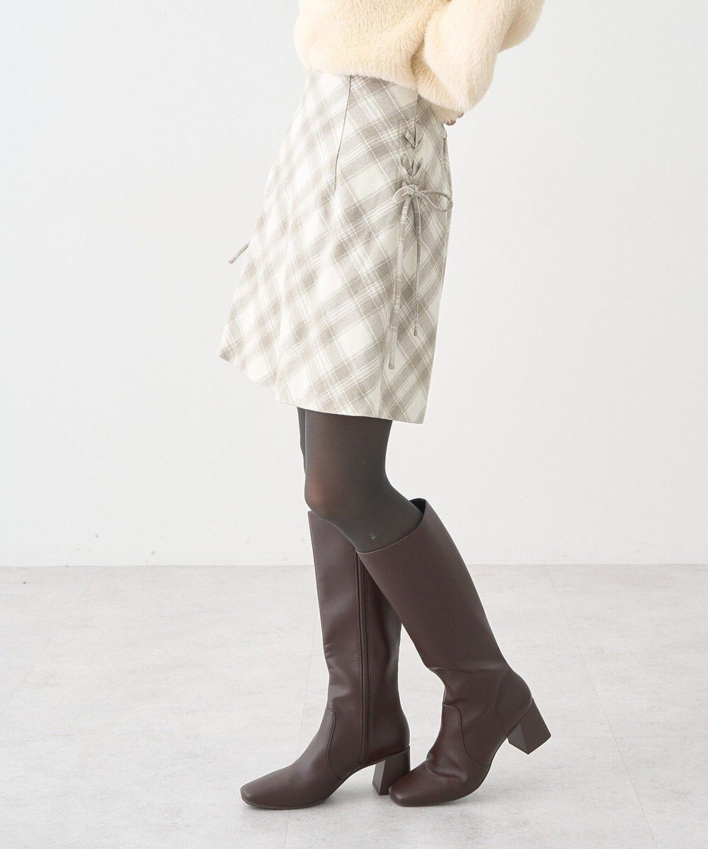 earth music&ecology サイドレースアップミニスカート 