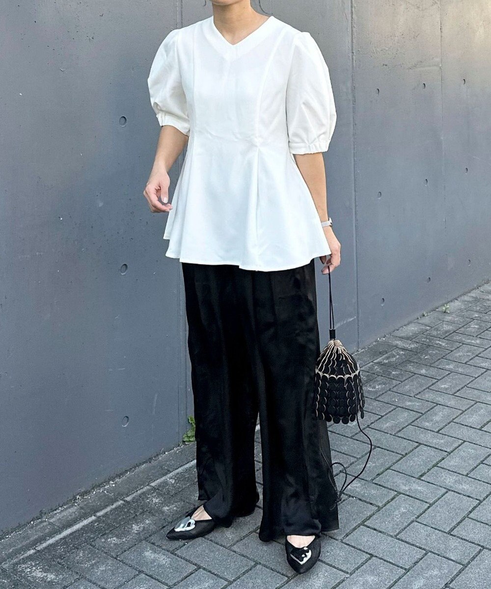 Green Parks AnriettMusee パフスリーブペプラムブラウス 