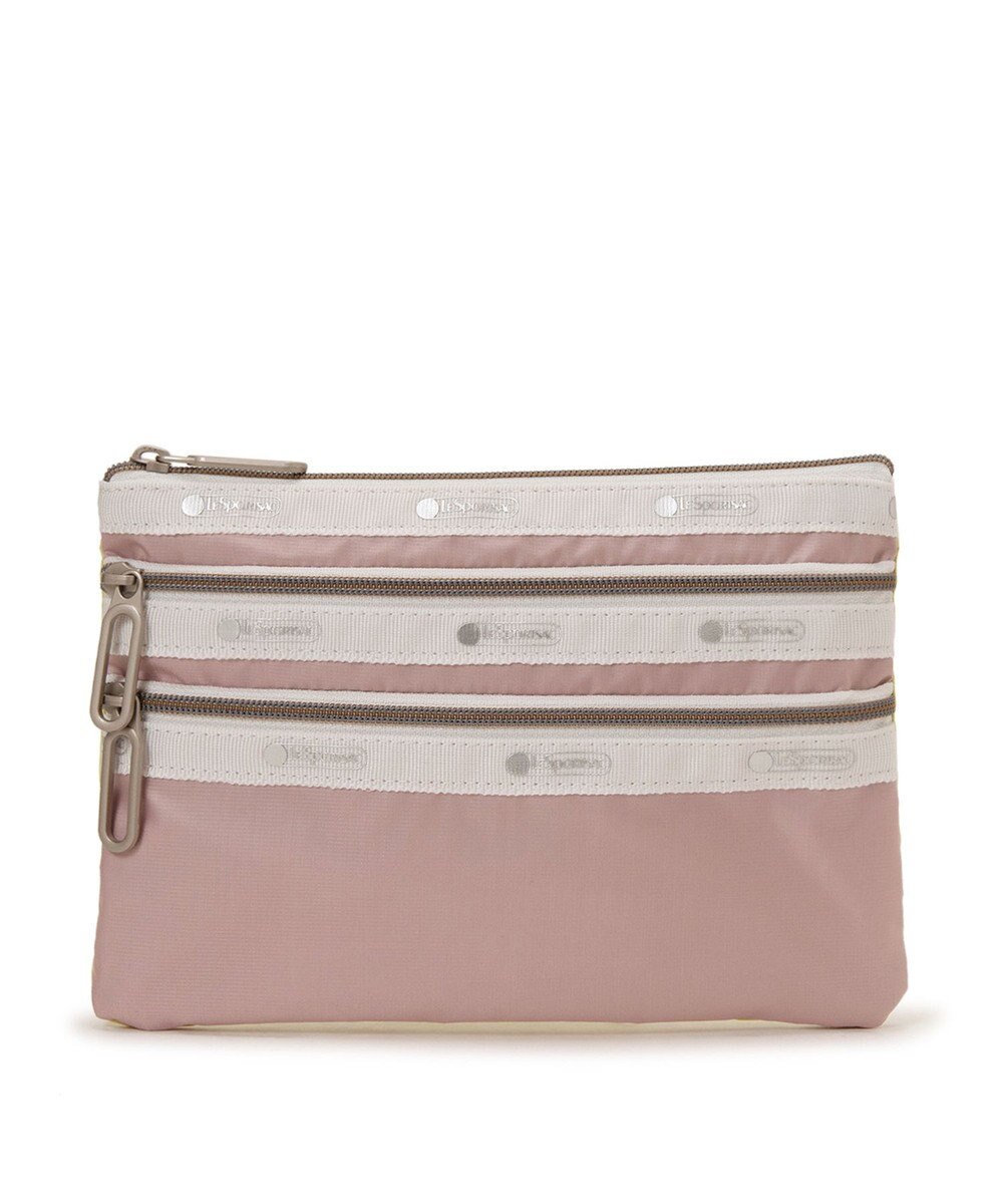 LeSportsac CLASSIC 3 ZIP POUCH/シルバーピンク/ライムライトC 