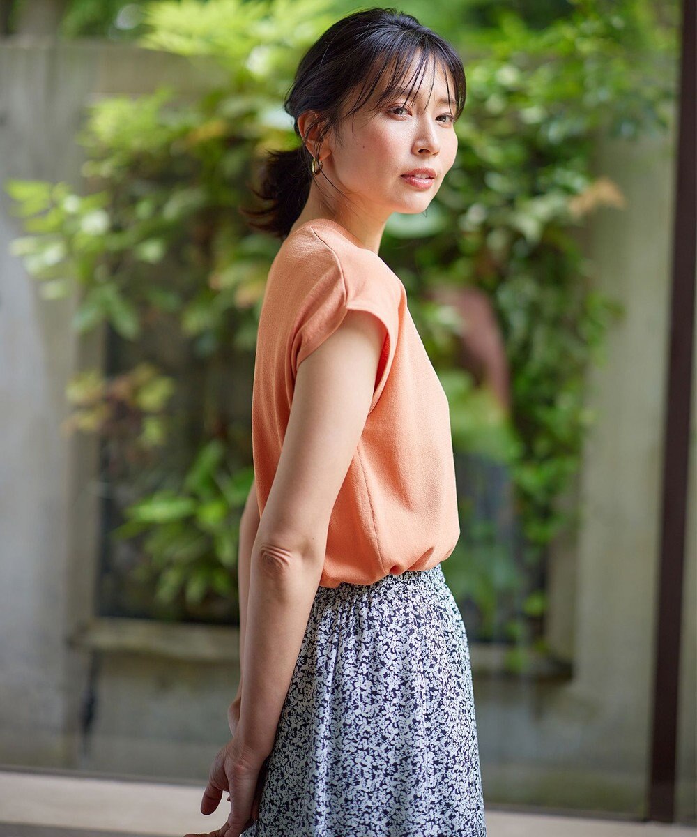 ANY 【UVケア/接触冷感/アンチピリング】クールタッチフレンチスリーブニット 