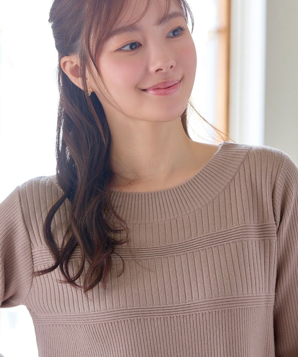 Tiaclasse L 【洗える】リブ切替デザインニットワンピース 