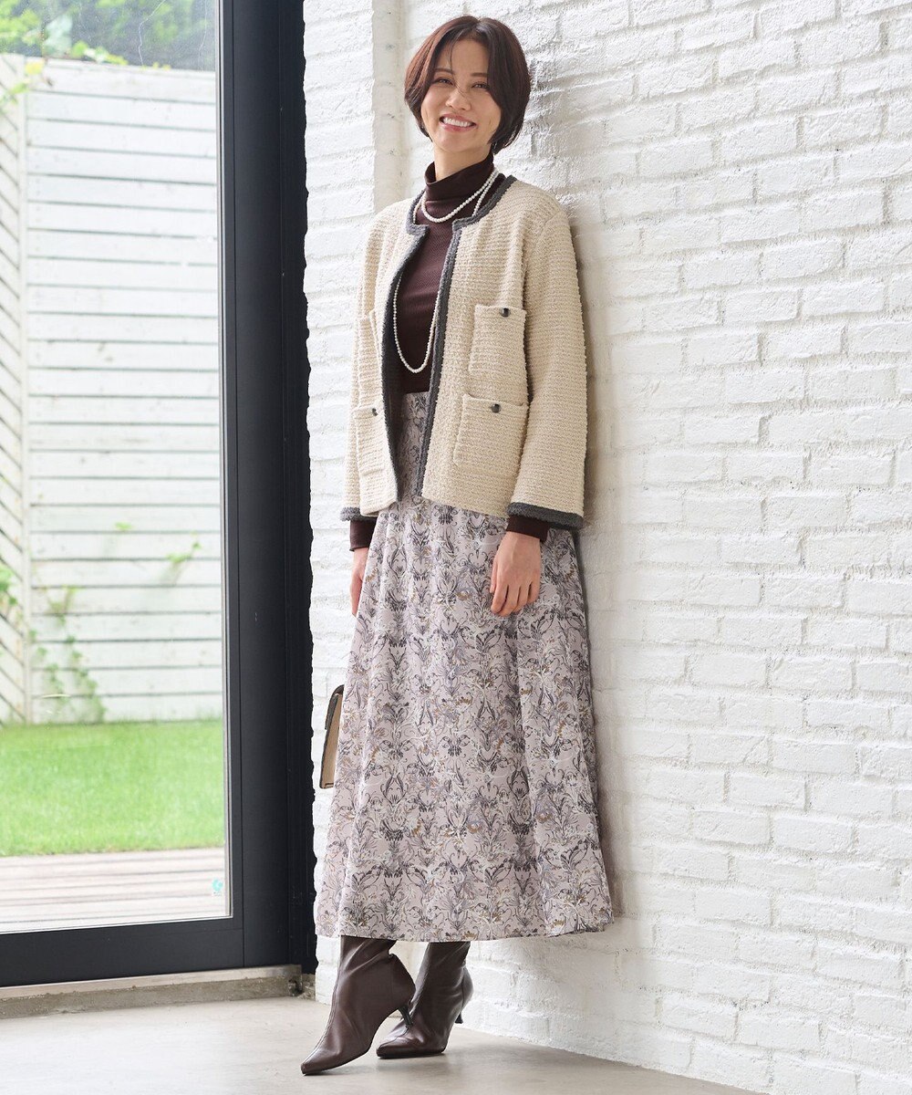 自由区 ツイードライクニット カーディガン 