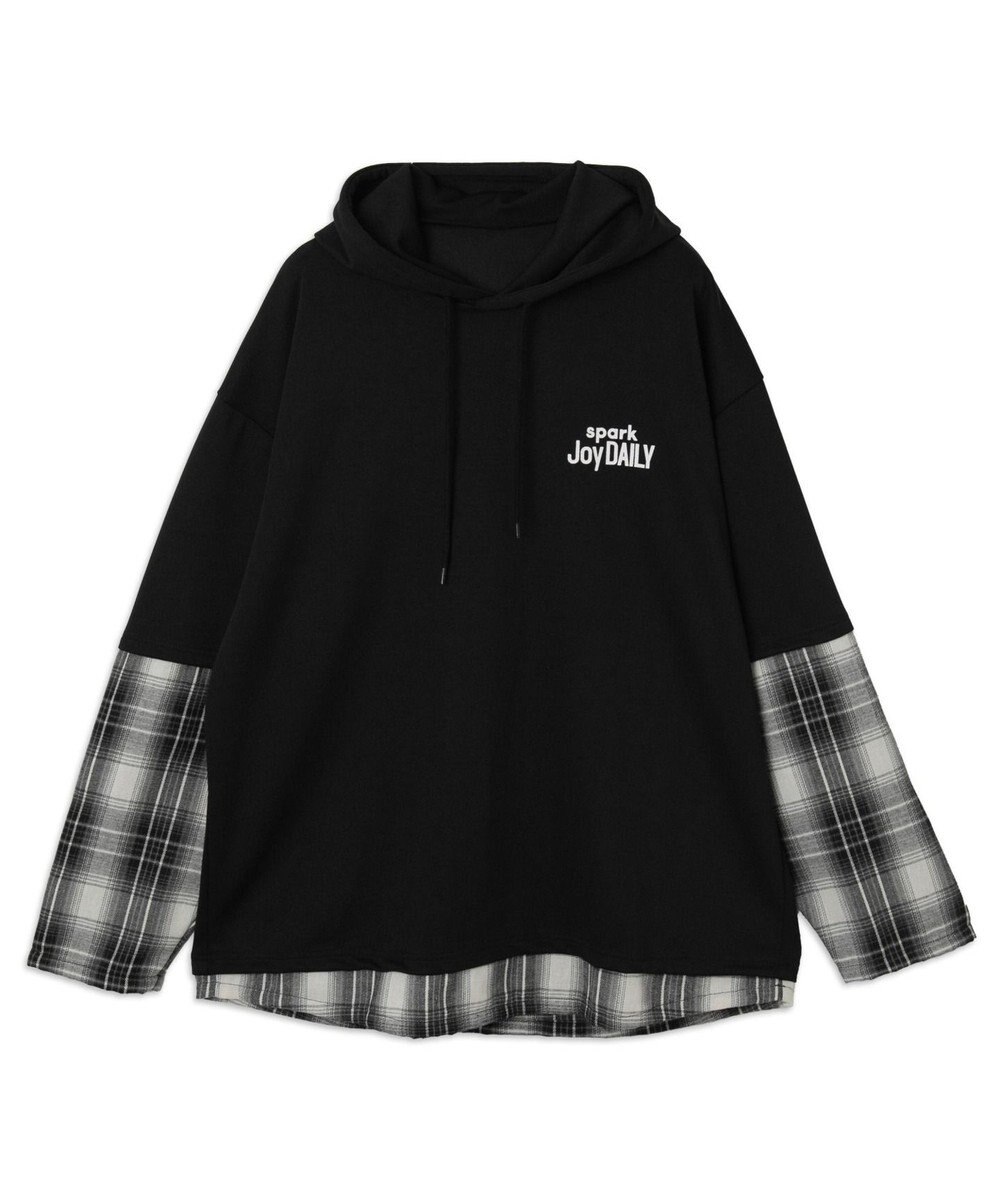 WEGO チェックレイヤードパーカー 