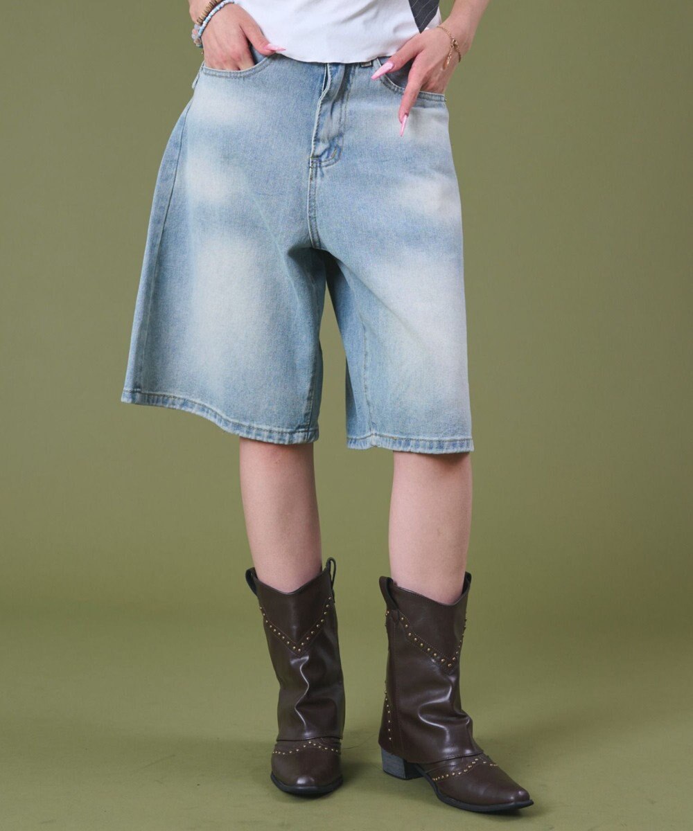 WEGO バックフラップポケットデニムハーフパンツ 
