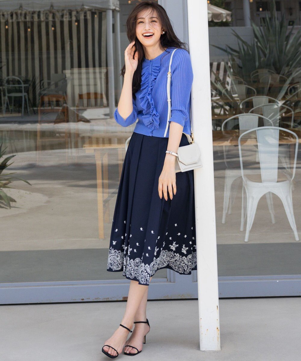 組曲 シアーニット フリルカーディガン 