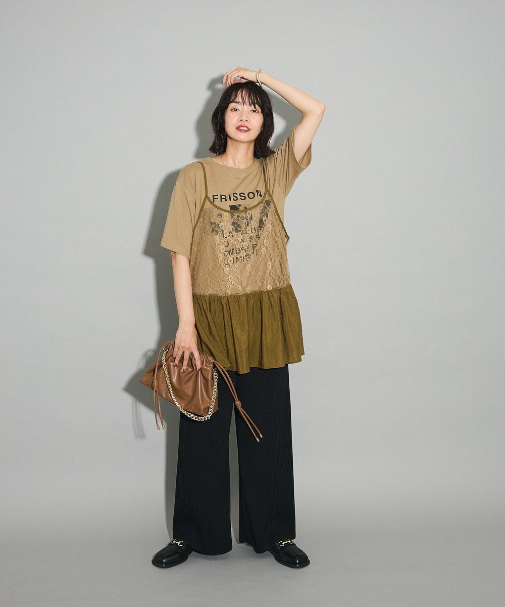 Green Parks ＳＥＴ２点フォトＴシャツ＋レースキャミビスチェ 
