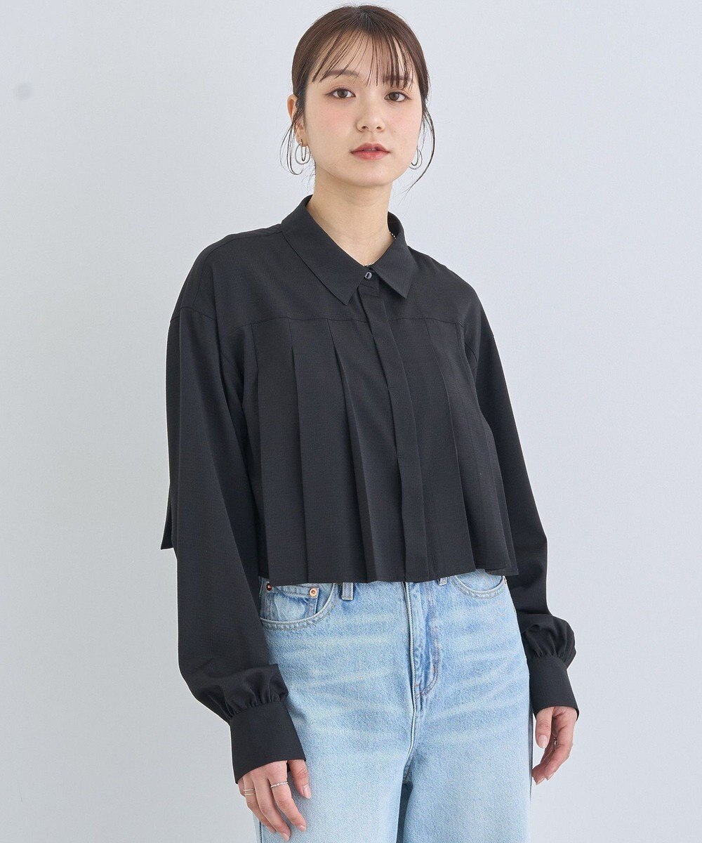 earth music&ecology タックプリーツショートシャツ 