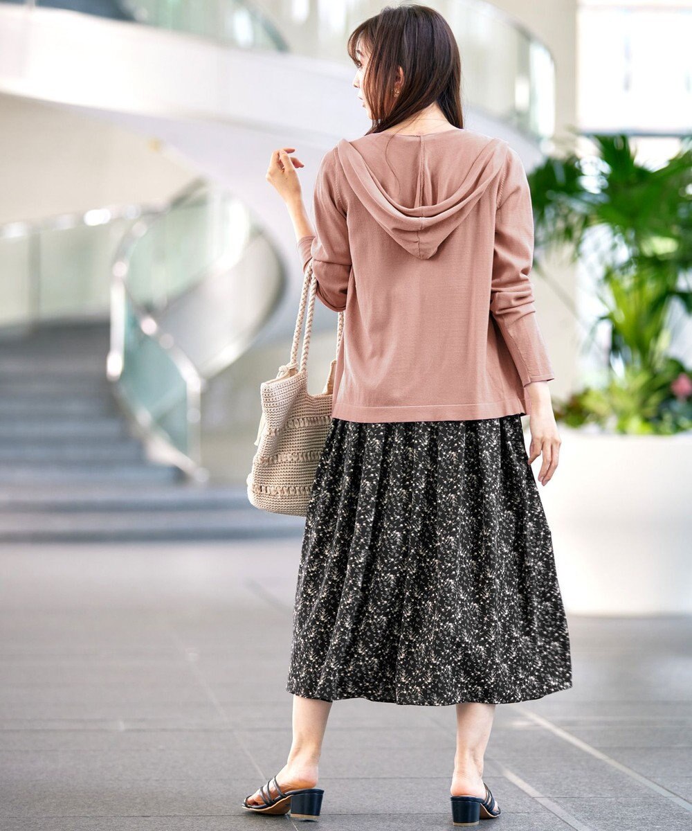 Tiaclasse L 【洗える】花柄タックフレンチスリーブワンピース 