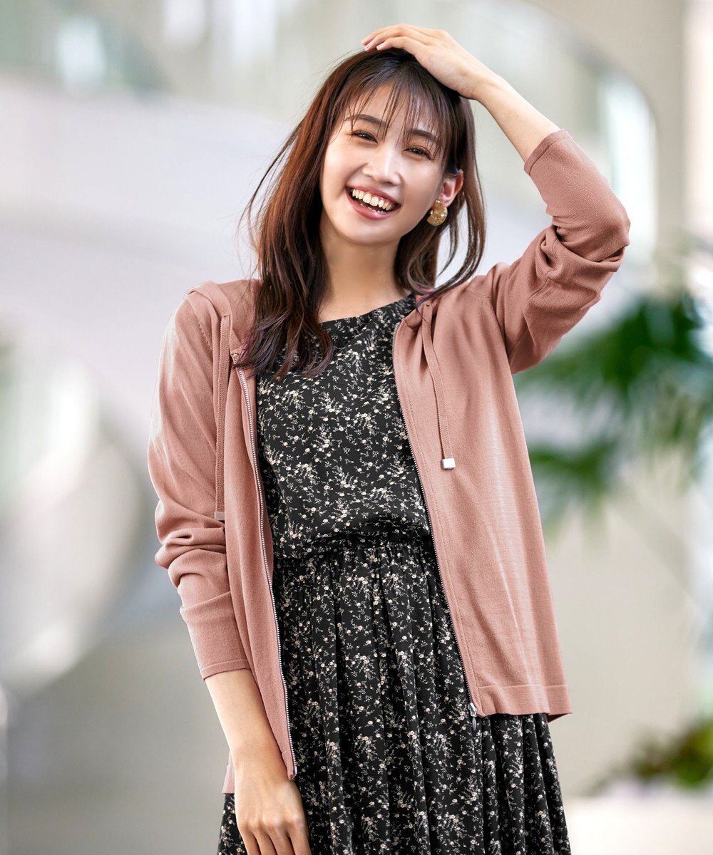 Tiaclasse L 【洗える】花柄タックフレンチスリーブワンピース 