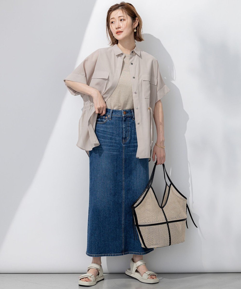 23区 【洗える】ライトシアーマットクロス ミリタリーディティール シャツ 