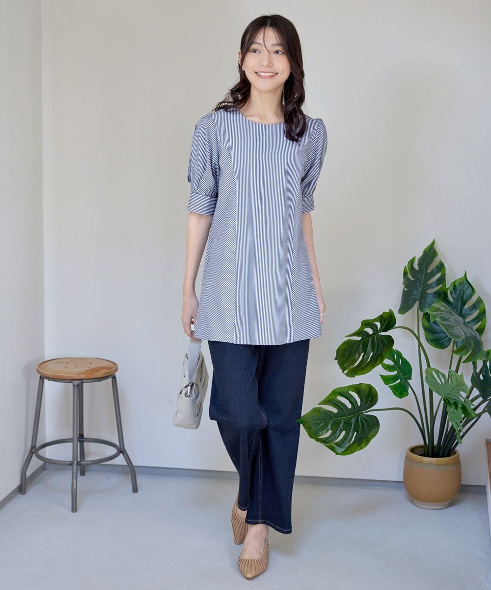 Tiaclasse 【小倉優子さん着用】【洗える】 パフスリーブチュニックブラウス 