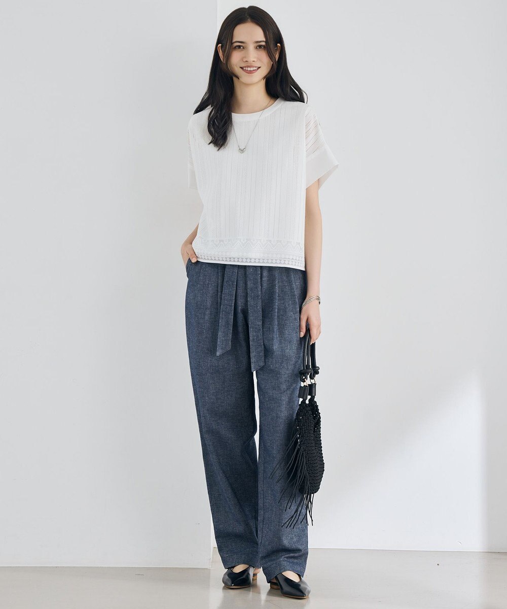 自由区 L 【カタログ掲載】コットンリネンシャンブレーテーパード パンツ 