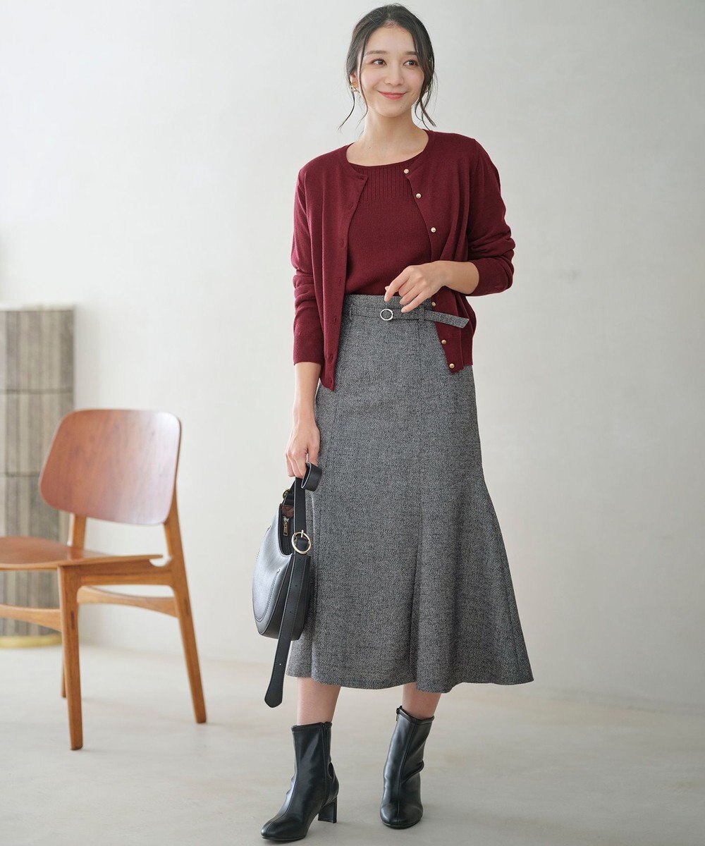 ANY SIS 【洗える】ラメツイードナローフレア スカート 