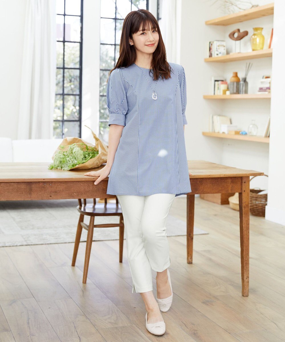 Tiaclasse 【小倉優子さん着用】【洗える】 パフスリーブチュニックブラウス 