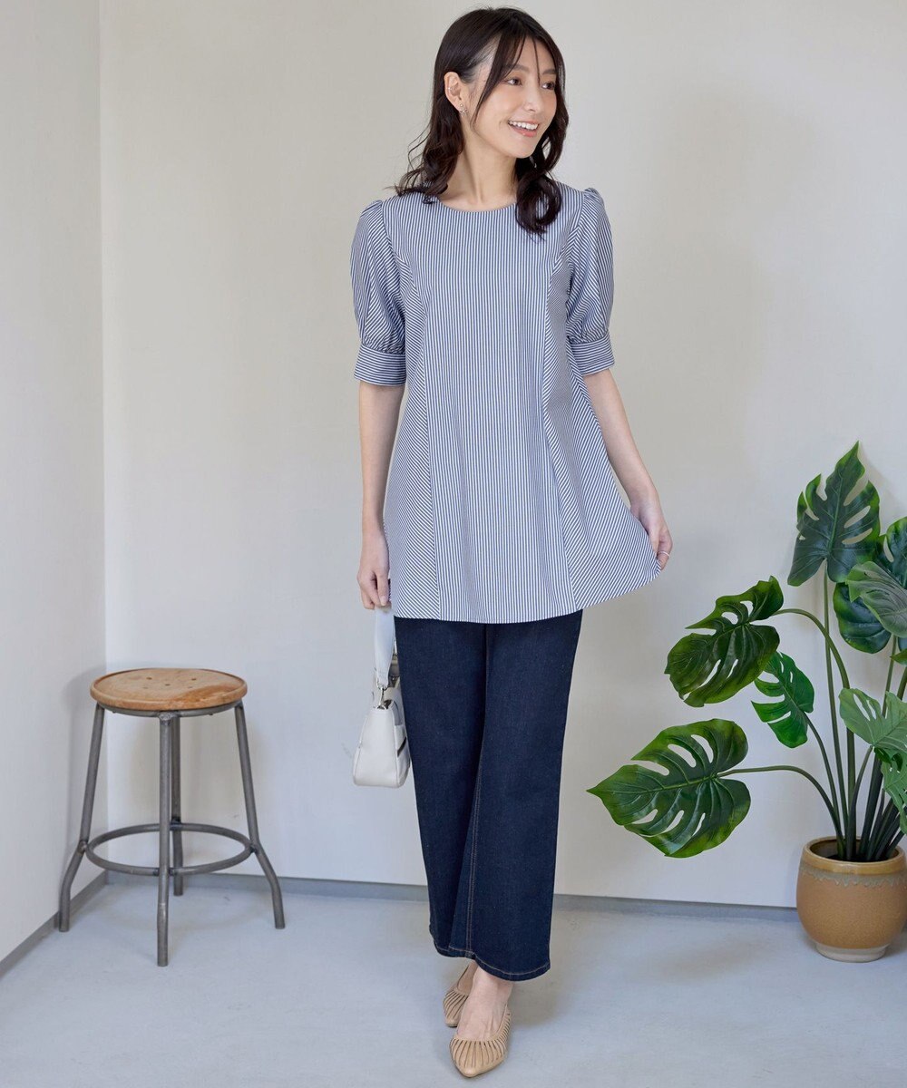 Tiaclasse 【小倉優子さん着用】【洗える】 パフスリーブチュニックブラウス 