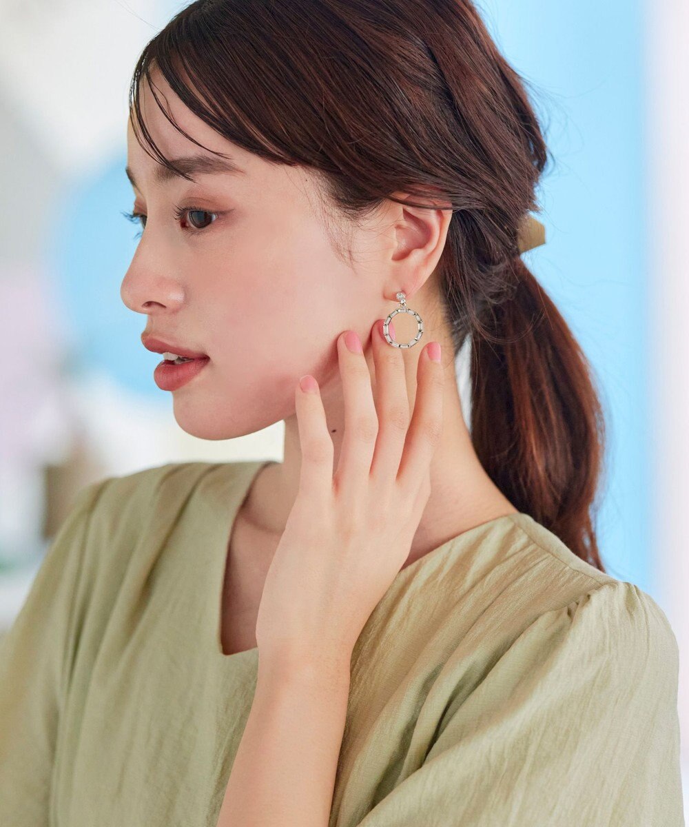 Tiaclasse   カッティングガラスサークルピアス 