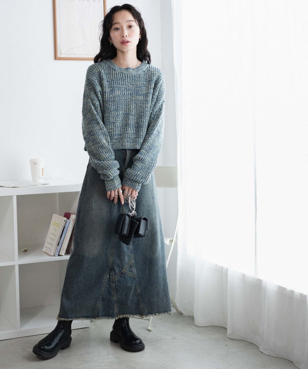 WEGO ミックスカーラーショートニット 