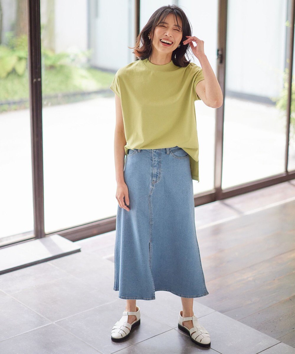 ANY 【洗濯機可能/ストレッチ】フロントスリットデニムスカート 