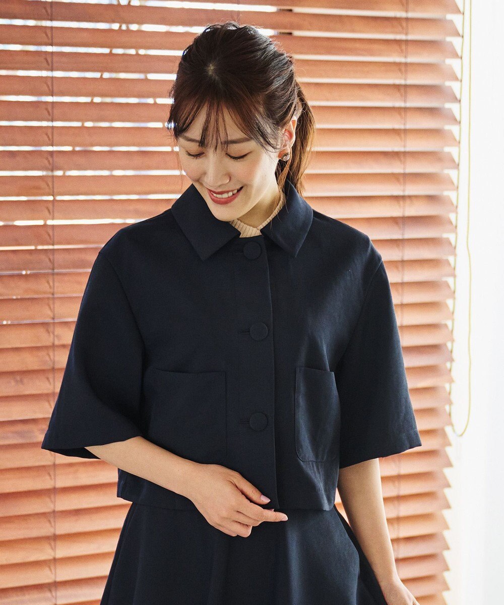 #Newans 【シワになりにくい】〈花乃まりあさんコラボ〉クロップドシャツジャケット 