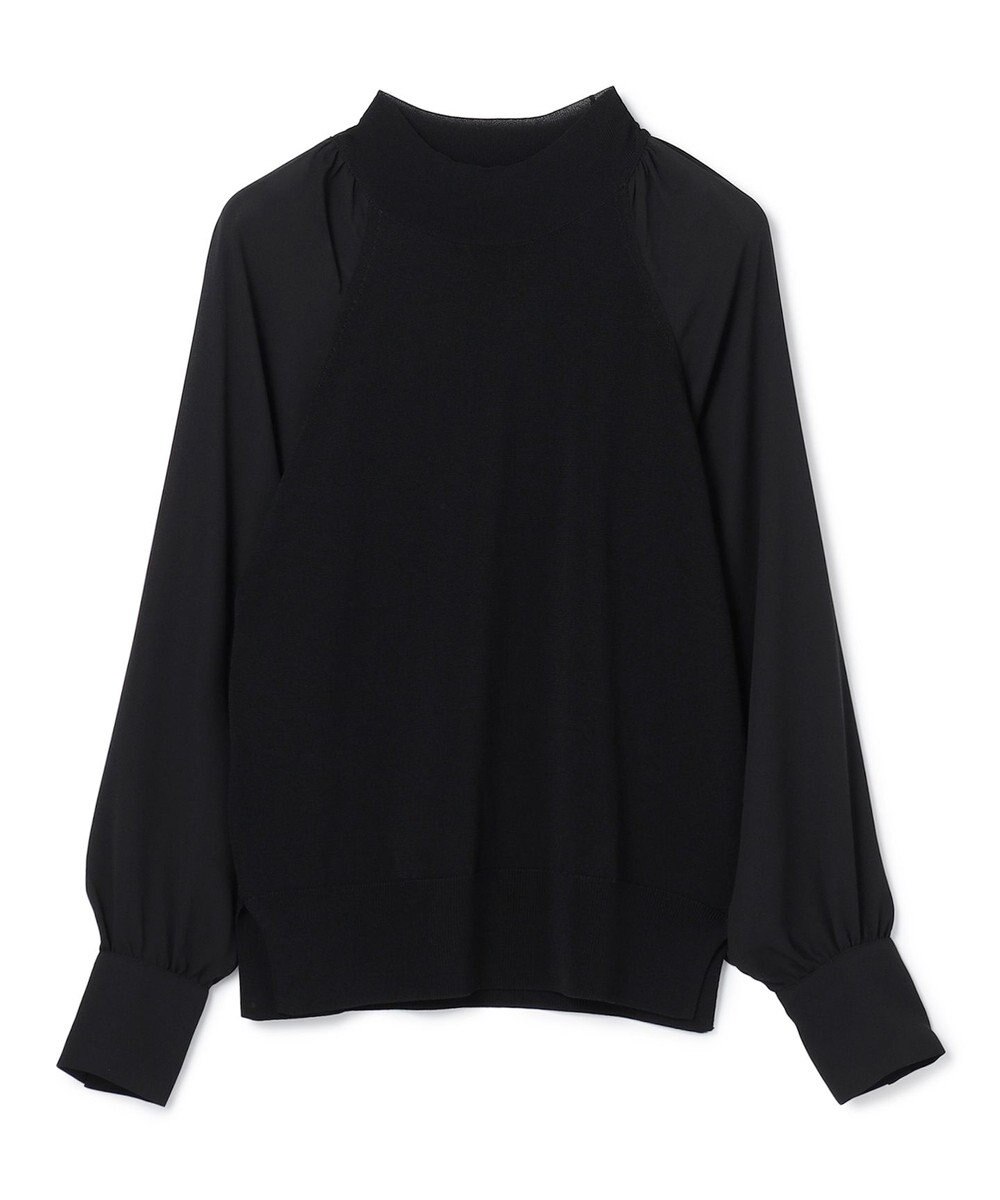 BEIGE， 【WEB限定・洗える】LECERF / 異素材ドッキングストレッチニット 