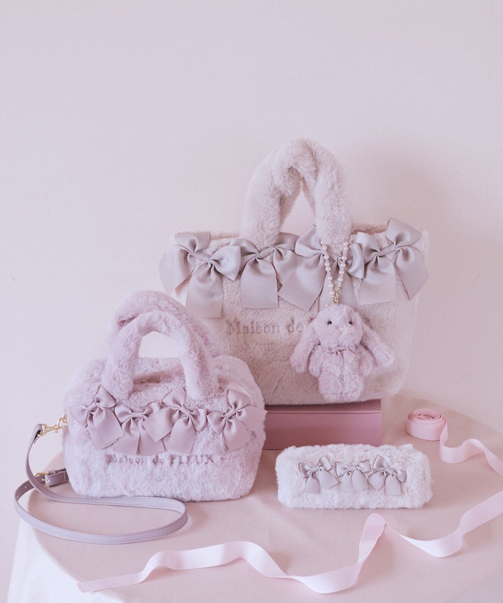 Maison de FLEUR ピンクマニア2Wayファーリボンバッグ 