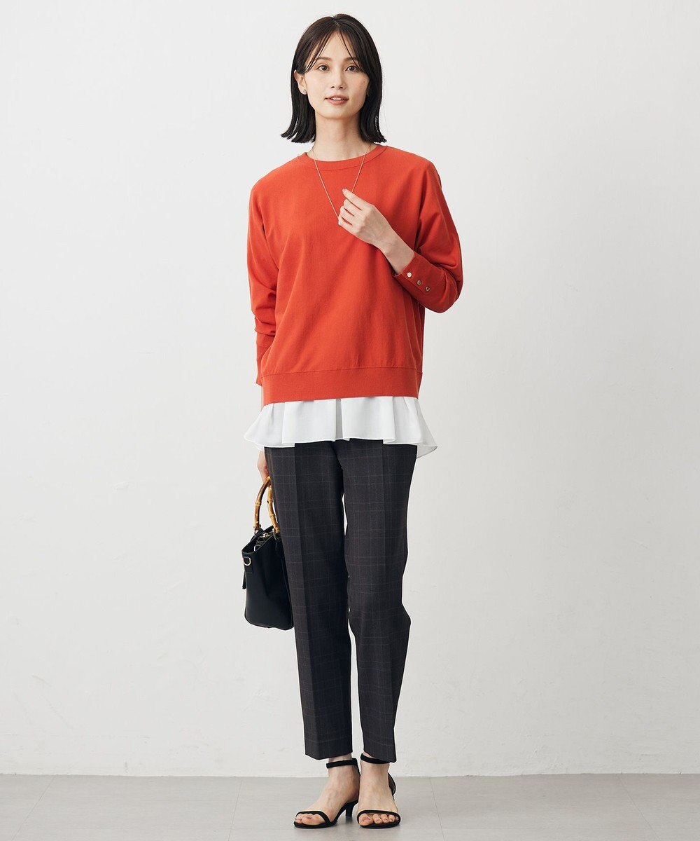 J.PRESS LADIES L アルガンシルク チェック テーパード パンツ 