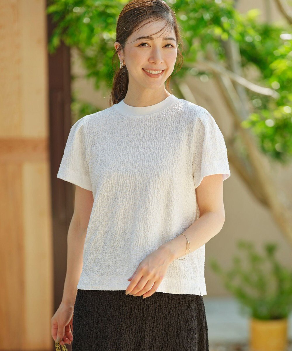 組曲 L 【WEB限定】ストレッチジャガード クロップドＴシャツ 