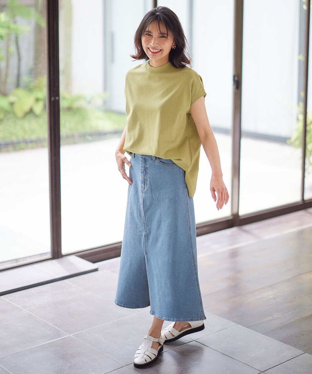 ANY 【洗濯機可能/ストレッチ】フロントスリットデニムスカート 