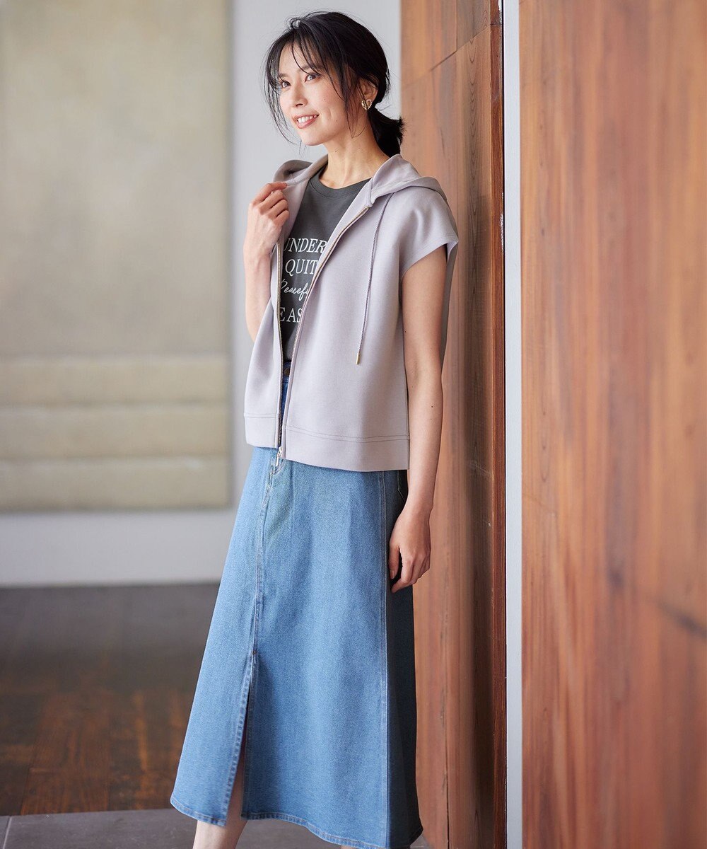 ANY 【洗濯機可能/ストレッチ】フロントスリットデニムスカート 