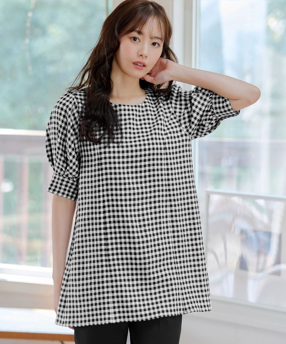 Tiaclasse 【小倉優子さん着用】【洗える】 パフスリーブチュニックブラウス 