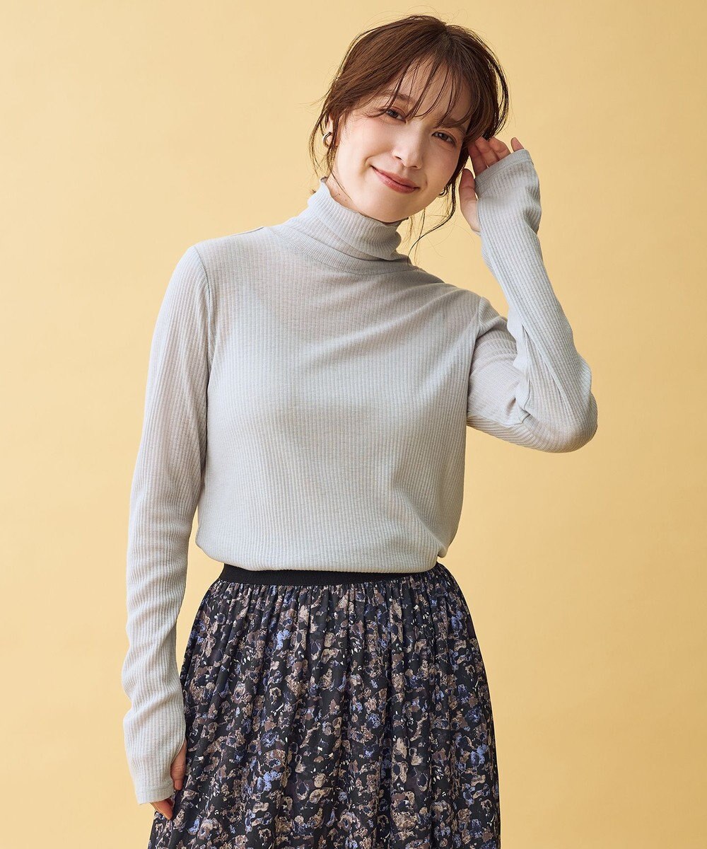 ANY L ウール混リブタートルネックカットソー 