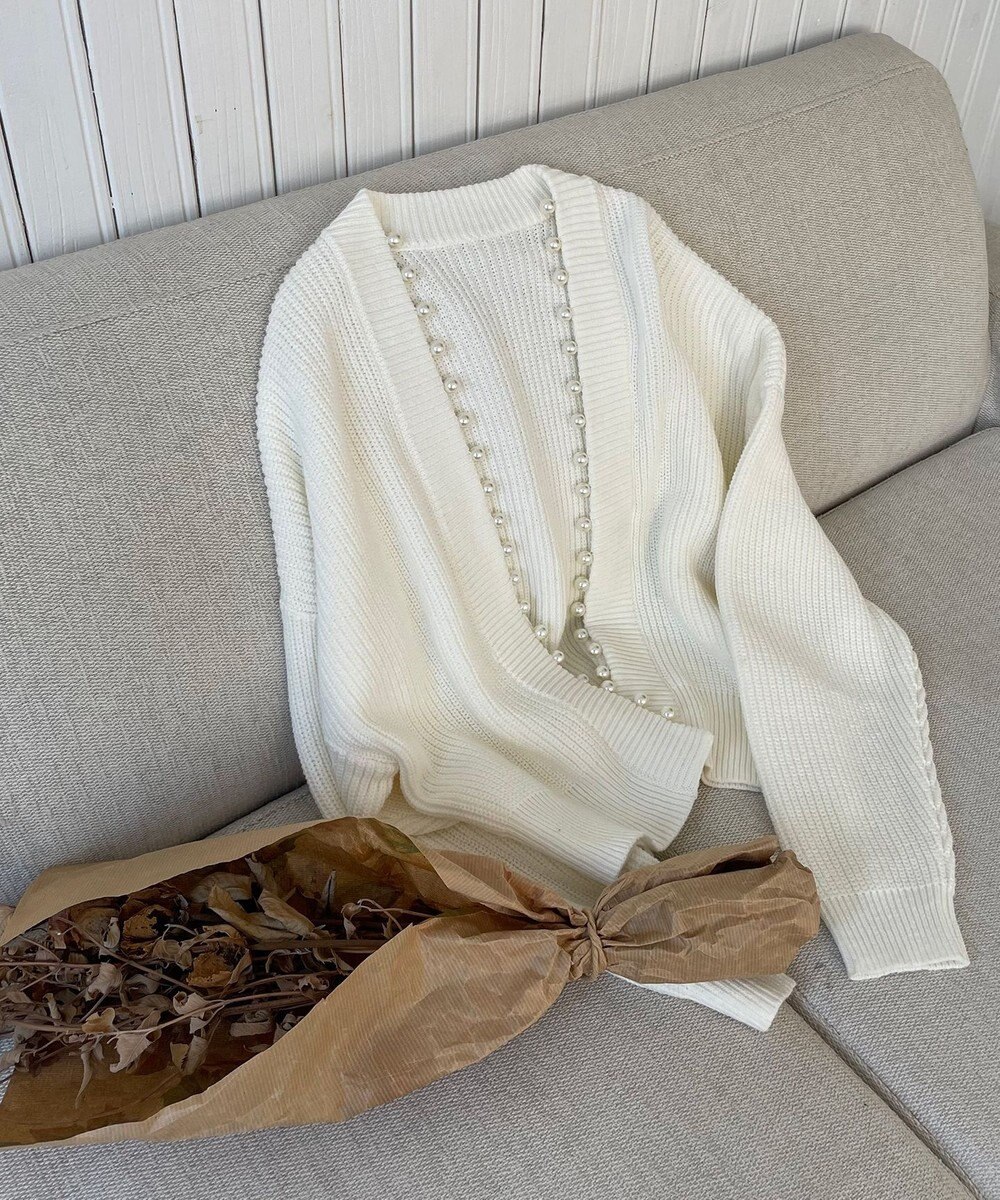 Feroux 【洗える】パール付き カーディガン 