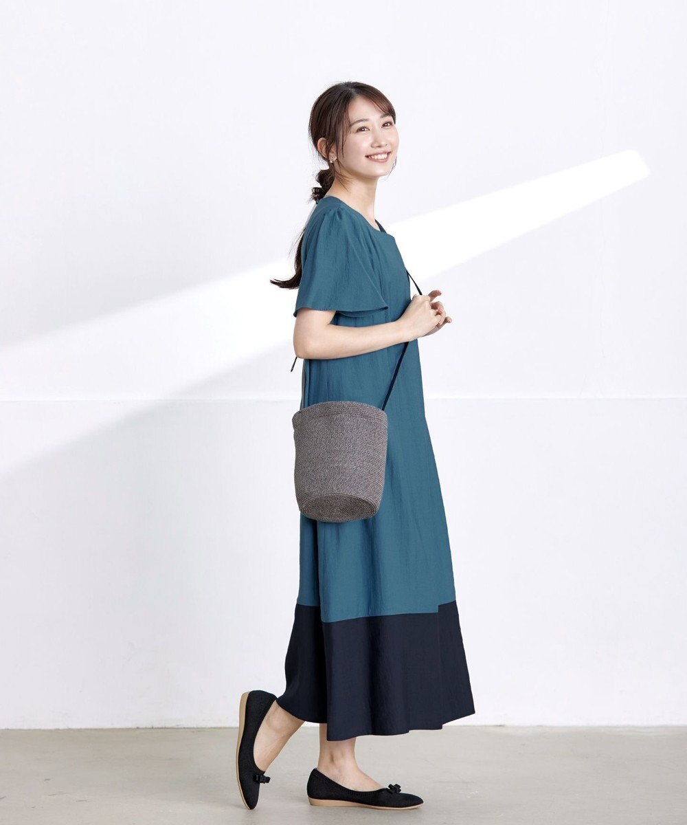 Tiaclasse 【洗える】 配色Aラインサックワンピース 